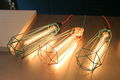 Deckenlampe Hängelampe-Filament Style-DIAMOND 2 - Suspension Noire câble Rouge Ø18cm | L